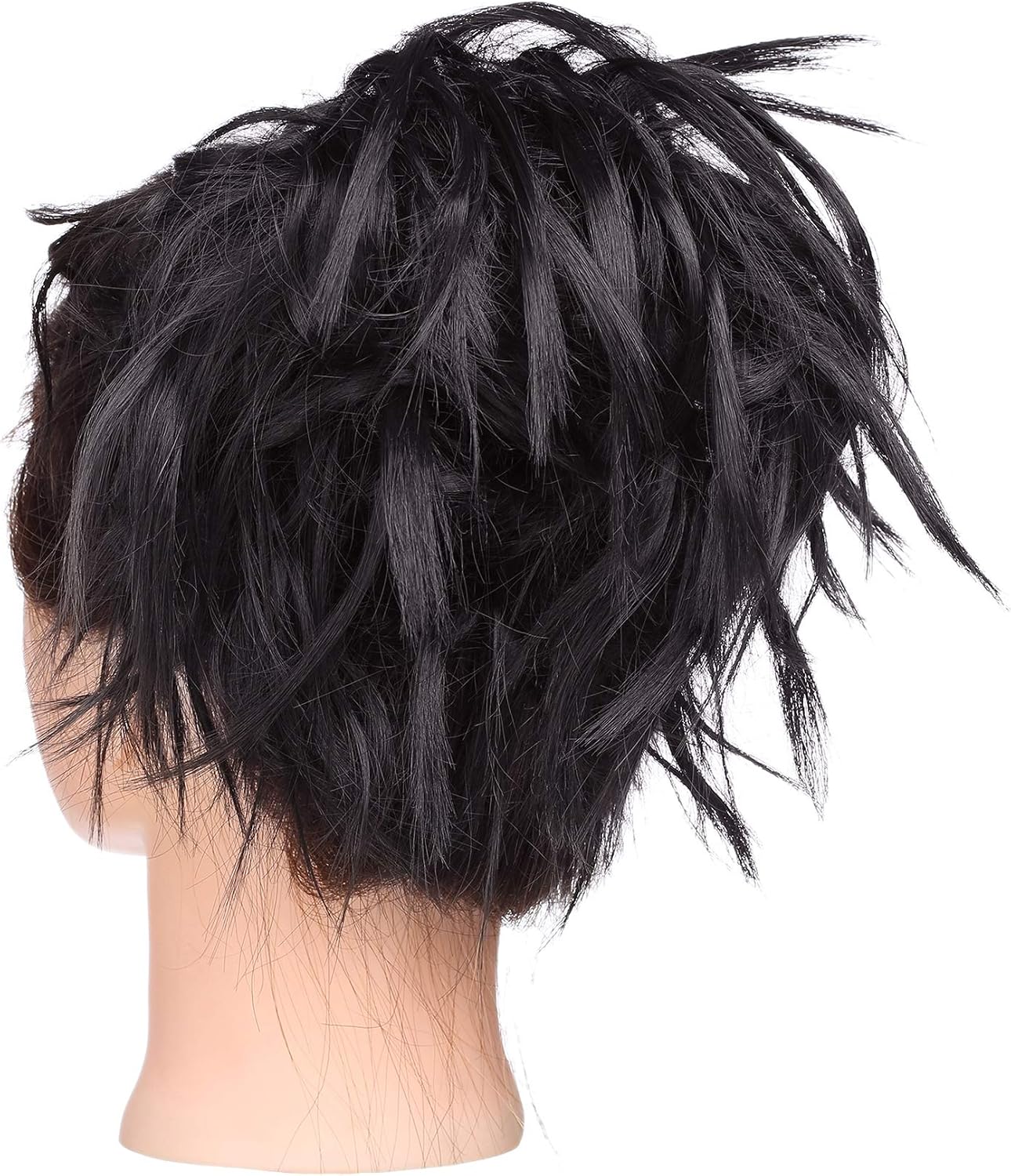 Tousled Updo Messy Bun Hair Piece Scrunchies Hair Synthetic Wavy Bun Extensions Fluffy Updo Scrunchy Chignon with Elastic Rubber Band Wrap on Donut Ponytail Hairpieces Dark Brown - Image 5