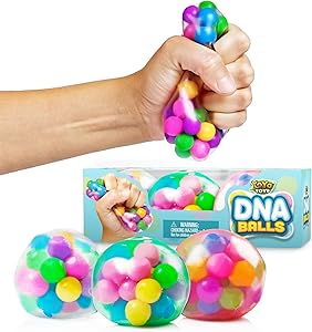 DNA Stress Balls - 3 Pack - Squeezing Stress Relief Ball - for Kids and Adults- Stress Squishy Toys for Autism, ADHD, Bad Habits and More - Risk-Free Sensory Rubber Ball