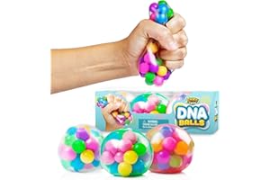 YoYa Toys DNA Balls - Fidget Toy Stress Ball - Colorful Soft Squishy - Mental Stimulation, Clarity & Focus Tool - Fun for Any Age - 3 Pack