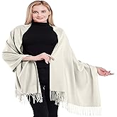 CJ Apparel Off White 100% Cashmere Shawl Scarf Pashmina Gift Hand Made in Nepal New