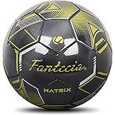 Fantecia Soccer Ball Size 5 for Unisex Adult Youth, Indoor Outdoor Practice Training Match Soccer Ball, Leather Soccer with Pump