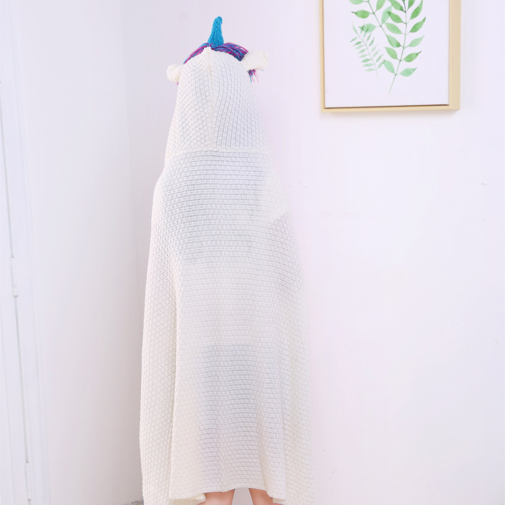 DDMY Unicorn Blanket Handmade Crochet Knitting Blankets For Kids Teens Adult, Soft Seasons Sleeping Blanket, Magic Hooded Cloak, Toddlers Knitted Hoodie