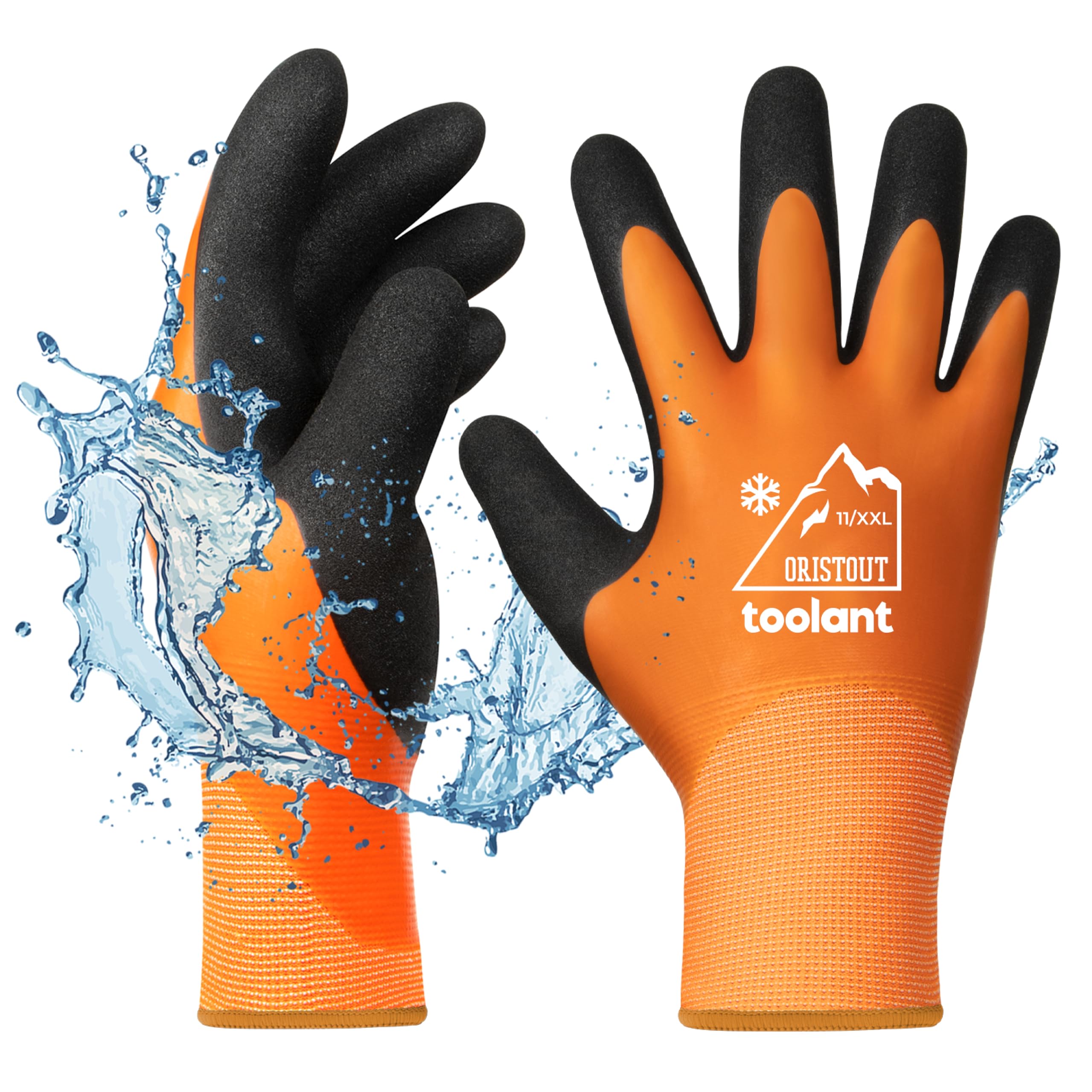 OriStout Thermal Work Gloves for Cold Weather, Waterproof Winter Gloves, Touchscreen, Super Grip, for Gardening, Fishing, Car Washing, Working in Freezer, Orange, XX-Large — image 1