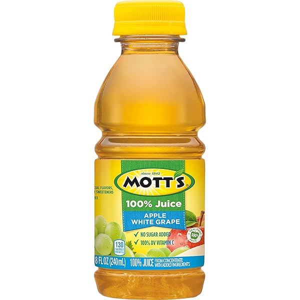 MOTT’S 100% APPLE WHITE GRAPE JUICE, 8 FL OZ BOTTLES, 6 PACK