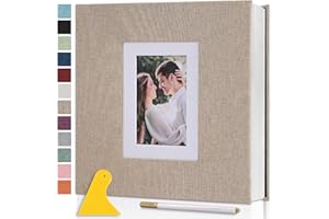 SEMFALBUUMS Photo Album Self Adhesive Pages Scrapbook Large Magnetic Photo Albums with Sticky Pages Scrapbooks for Wedding Baby for 4x6 5x7 8x10 Picture Photo Books 11x10.6 Yellow 40 Pages