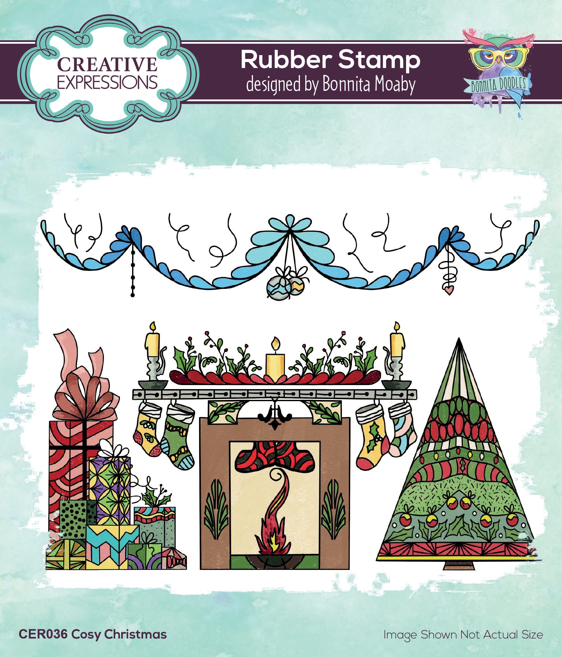Creative Expressions Bonnita Moaby-Cosy Christmas-Cling Stamp, Grey Rubber, 15 x 10.5 cm approx