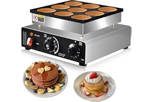 AEYDJXMER Mini Pancakes Maker Machine, Dutch Mini Pancake Griddle, 9 Holes 76mm Diameter ， Electric Poffertjes Pan, Ideal for Breakfast, Snacks, Desserts & More