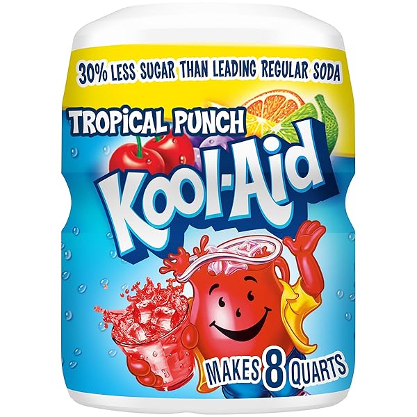 KOOL-AID SUGAR SWEETENED TROPICAL PUNCH POWDERED DRINK MIX, 19 OZ. CANISTER