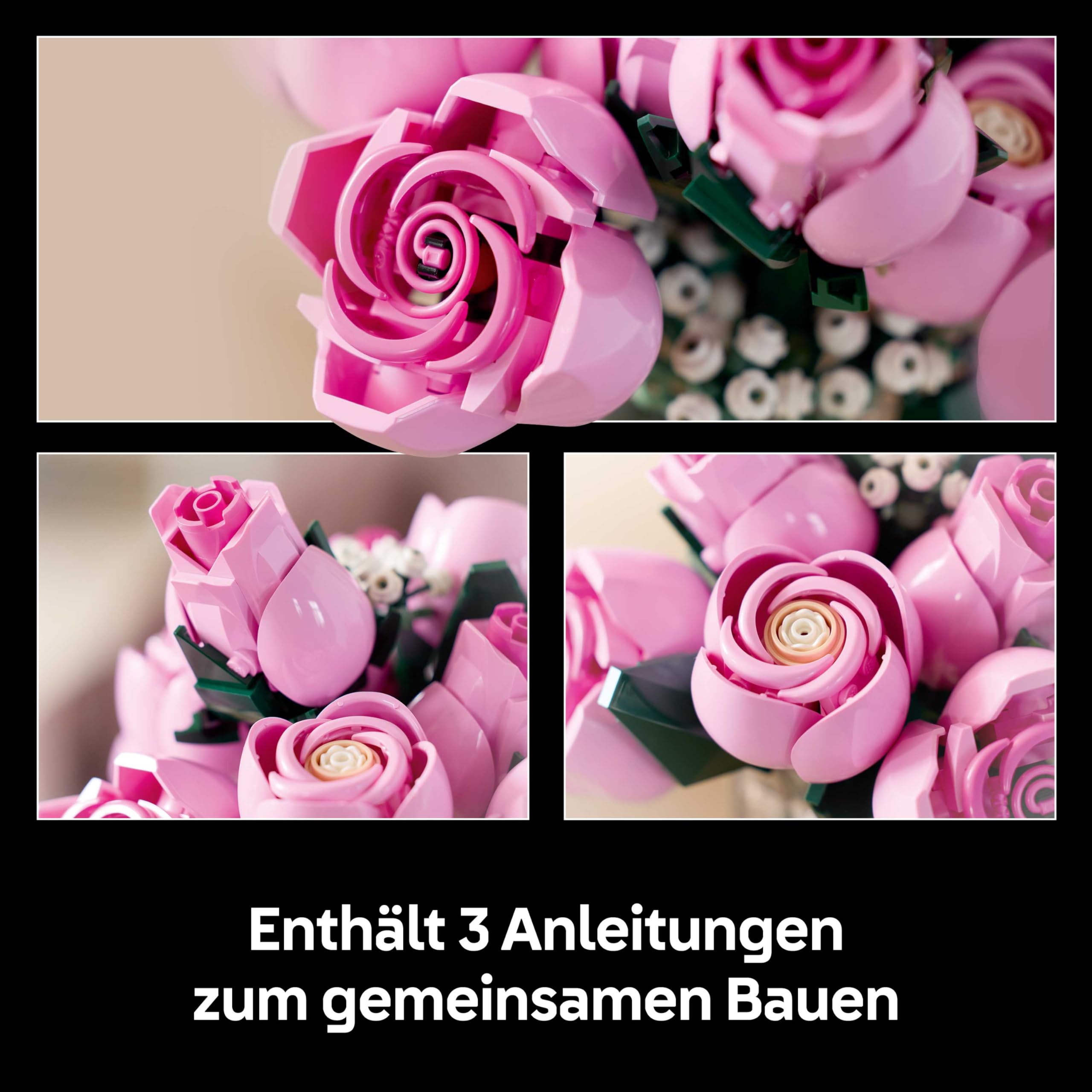 LEGO Botanicals Rosa Rosenstrauß - Set mit Kunstblumen für Erwachsene - 12 künstliche Rosen & 4 Zweige Schleierkraut als DIY Deko - Geschenkidee für Frauen - 10374 6