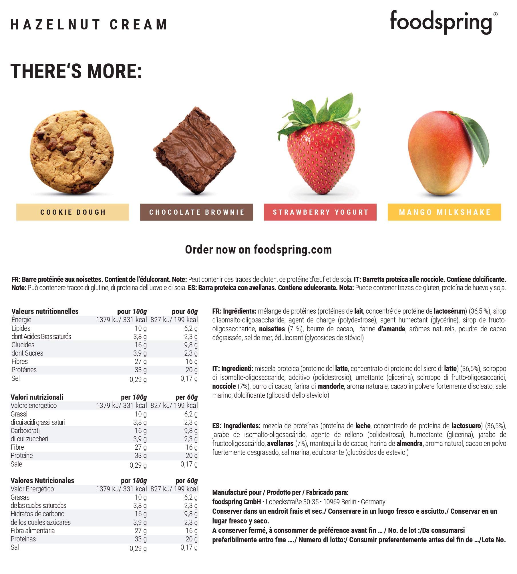 foodspring Protein Bar Cookie Dough, 12Pack Protein Snack Without