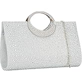 Dexmay Rhinestone Clutch Handbag with Crystal Handle for Wedding Party Elegant Clutch Purse for Women