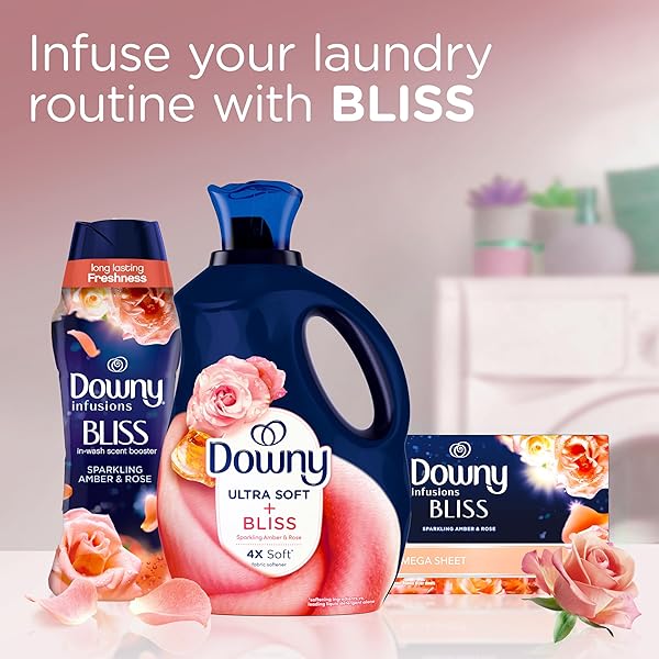 DOWNY ULTRA SOFT FABRIC SOFTENER LIQUID, BLISS, SPARKLING AMBER AND ROSE, 56 FL OZ, 83 LOADS