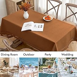 MIULEE Brown Thick Polyester Linen Rectangle