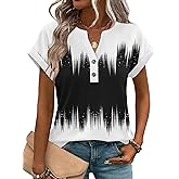 Zeagoo Women Tops Summer Short Sleeve T Shirts V Neck Dressy Casual Work Blouses Fashion Boho Clothes S-3XL