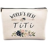 kdqua Titi Gifts Makeup Bag, Best Aunt Gifts for Christmas Birthday from Nephew Niece, World's Best Titi Cosmetic Bags Zipper Pouch Travel Organizer Toiletry Bag