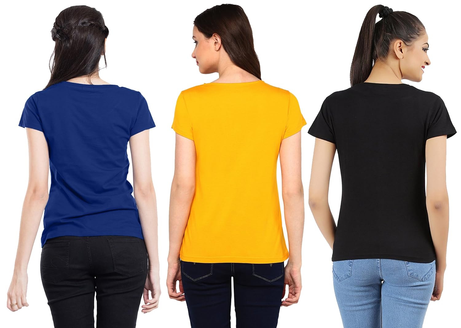 modish lady's printed 100% cotton t-shirts combo of 3 t-shirts
