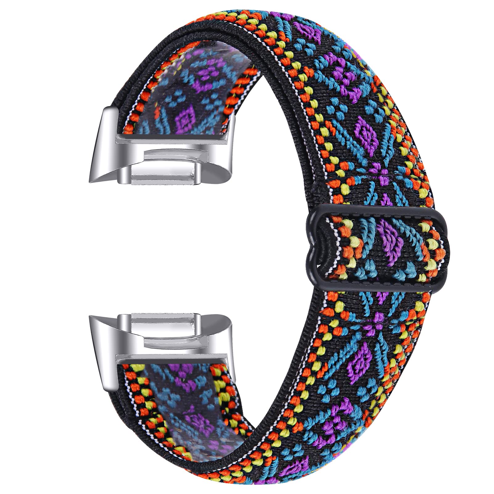 Gimuk Compatible with Fitbit Charge 5 Strap for Women Men, Soft Nylon Woven Stretchy Adjustable Elastic Replacement Sport Strap Wristband for Fitbit Charge 5 Small Large (Purple Blue) — image 1