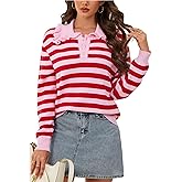 CCTOO Womens Fall Sweaters: Peter Pan Collar Cute Long Sleeve Button Knit Casual Pullover Tops
