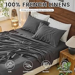 Bedlifes 100% French Pure Linen Sheets Queen Size