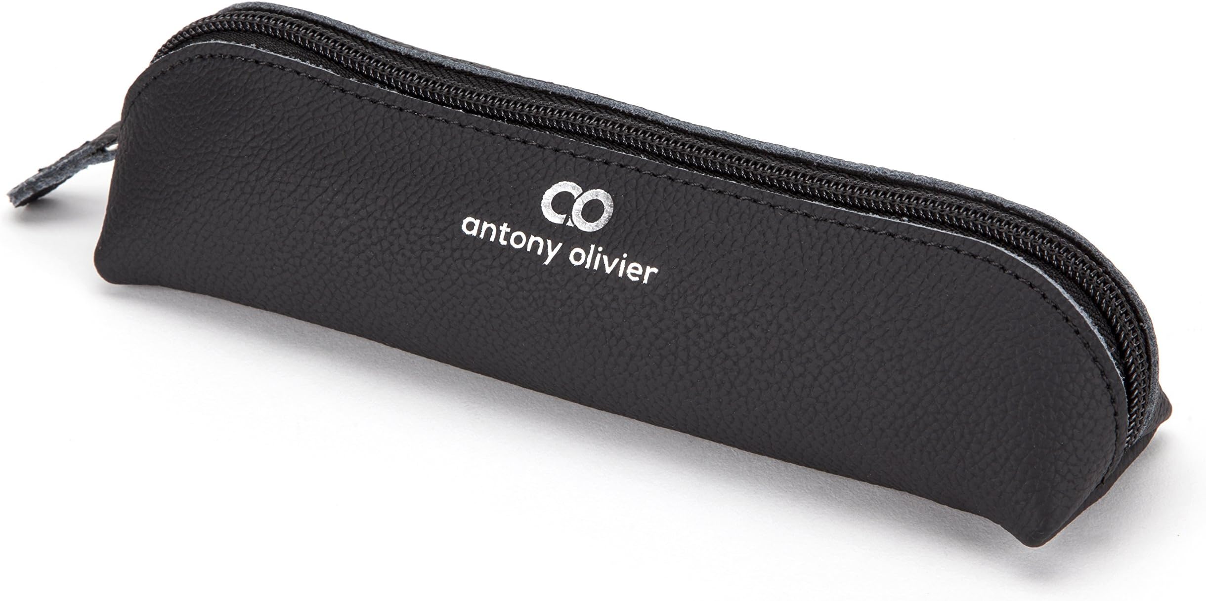 Antony OlivierAntony Olivier Leather Pencil Case | Black Pouch with Zipper | for Men & Women | Perfect Size for Stationery, Makeup or Art Utensils | FREE Executive Spinning Top | Packaged in a Kraft Gift Box