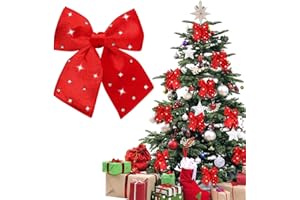 SY SUPER BANG Red Velvet Christmas Bow, 6PCS Small Christmas Ribbon Wreaths Bows Decorations, for Home Front Door Stairs Railing Holiday Wedding Gift Wrapping Xmas Tree Valentine's Day Decor.