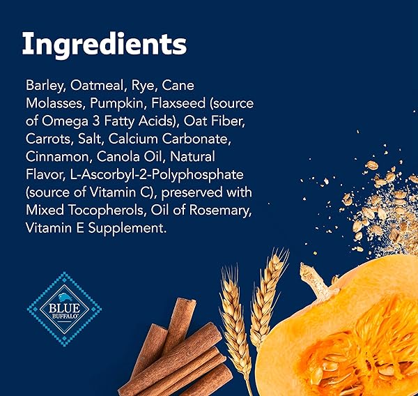 BLUE BUFFALO HEALTH BARS CRUNCHY DOG BISCUITS, OVEN-BAKED WITH NATURAL INGREDIENTS, PUMPKIN & CINNAMON, 16-OZ BAG