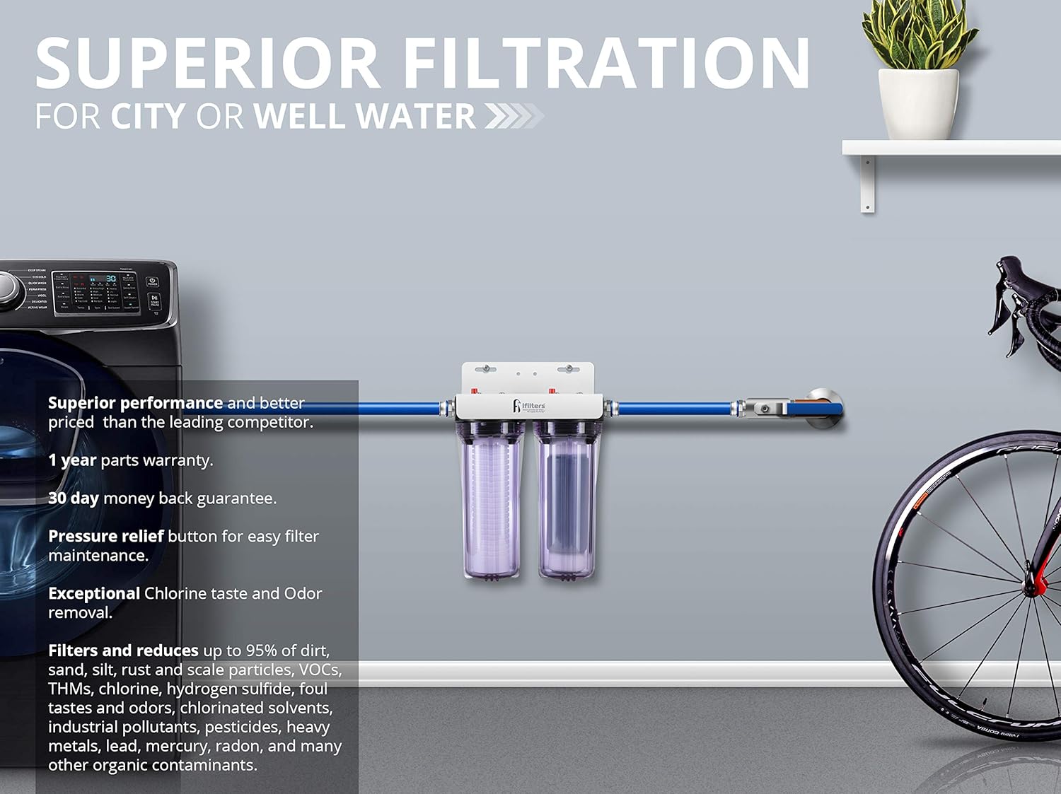 iFilters Whole House 2 Stage Sediment, Rust & CTO Filters w/ AP110 & AP117 Comparable Cartridges Included, 3/4" Ports: Industrial & Scientific