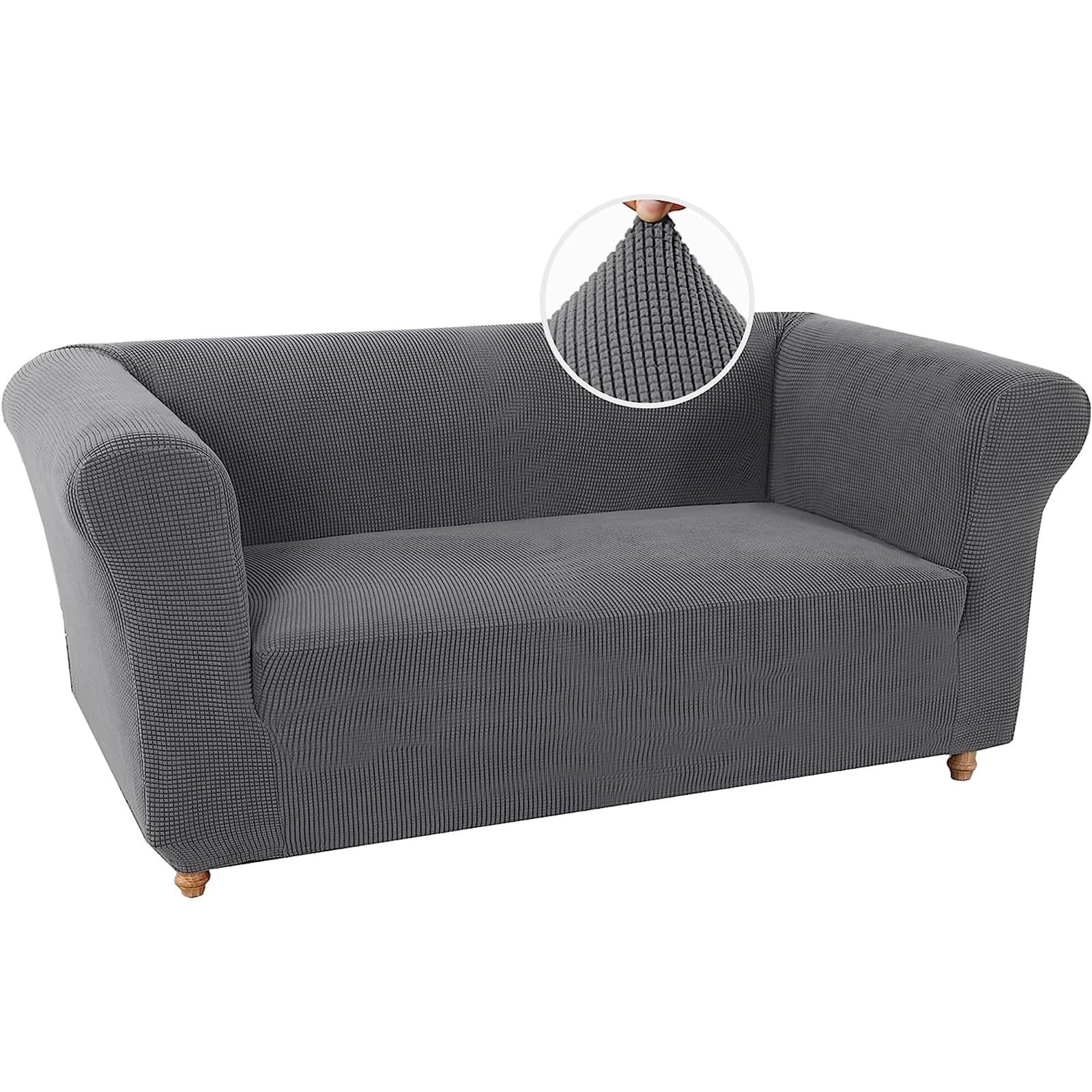 BXFUL Stretch Chesterfield Sofa Cover 1 Piece Couch Cover for Living Room Soft Non-Slip Sofa Slipcover Furniture Protector for Dogs Feature Thick Jacquard Fabric (Loveseat,Grey)