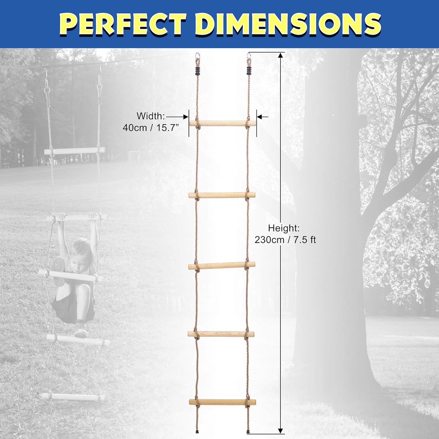 Ninja Warrior Obstacle Course Climbing Rope Ladder Attachment, Outdoor Playground Accessories for Kids, Jungle Gym Monkey Line Training Equipment, Tree House Ladder Playground for Ultimate: Sports & Outdoors