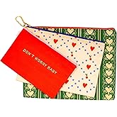 ban.do Travel Bags Carryall Trio, Nylon Bag Set, Waterproof Bag, 3 Zip Pouches for Pencils, Toiletries, or Accessories, Don't Worry Baby