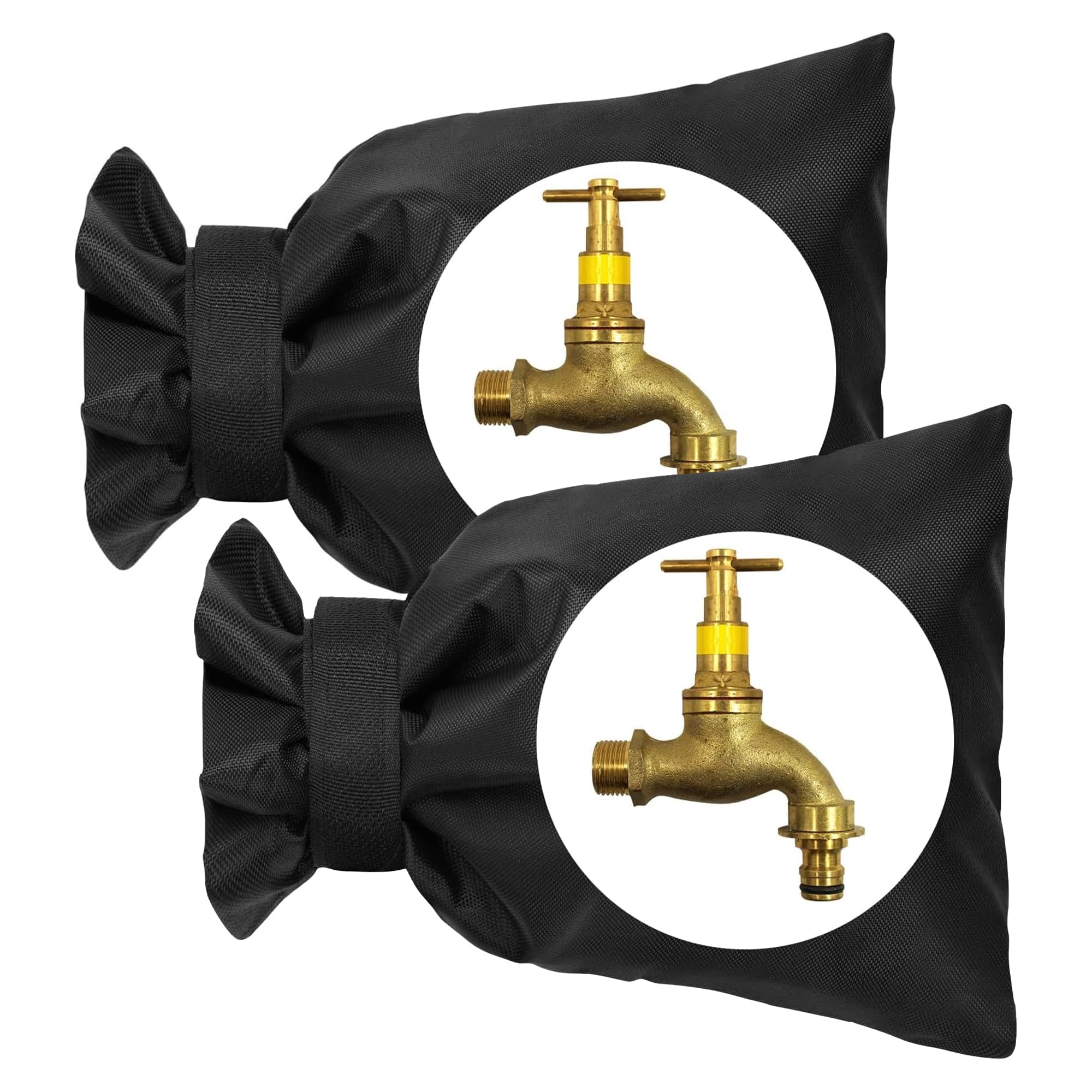 Frost Protector Pack of 2 - Outdoor Tap Cover for Winter - Easy Fit Thermal Garden Tap Cover Jacket Guard - 20 cm Black