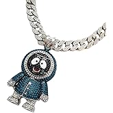 Hip Hop Iced Large BRICK SQUAD ESKIMO Pendant & 18" 1 ROW Tennis Choker Chain Necklace