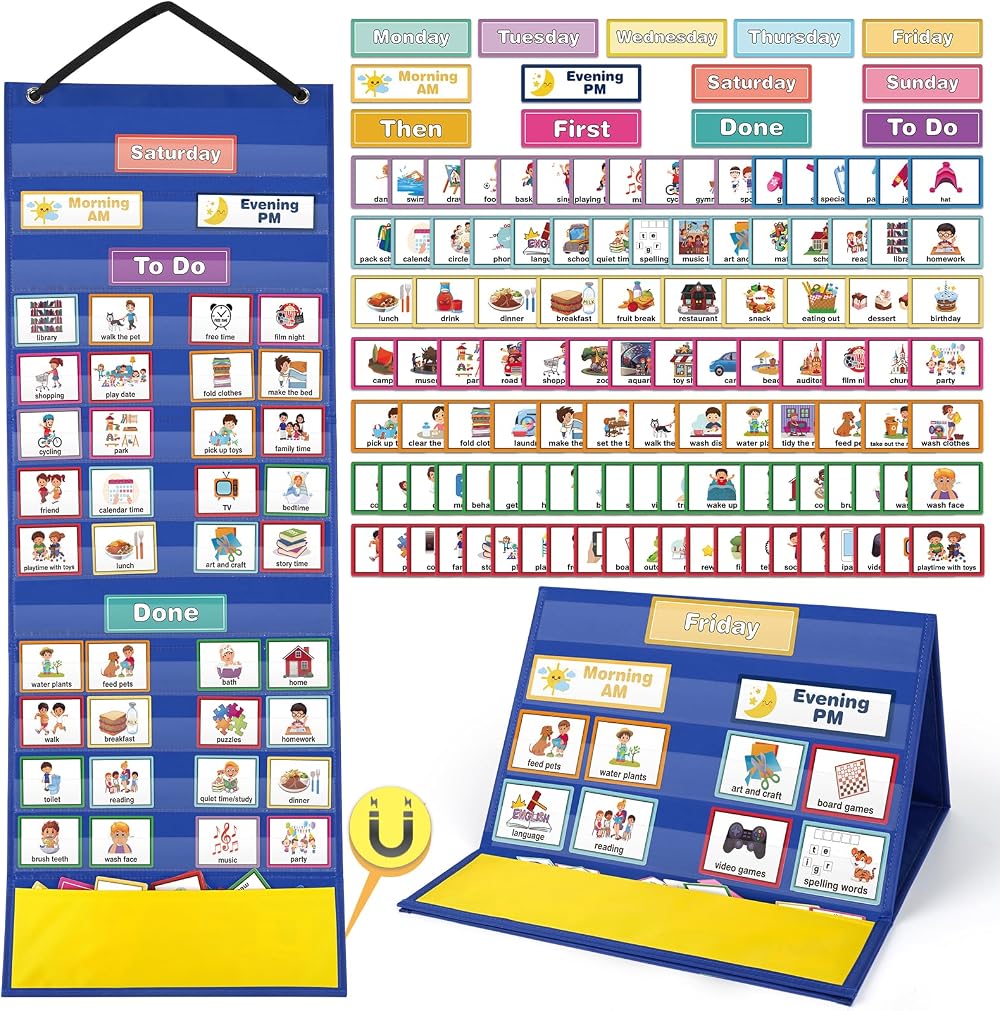 Sanlebi Visual Timetable 132 PECS Cards Weekly Behaviour Charts Now and Next