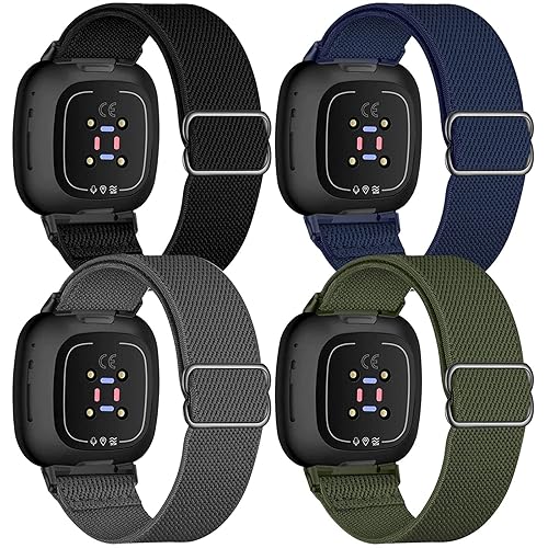 UHKZ Pack Elastic Nylon Bands Compatible with Fitbit Versa