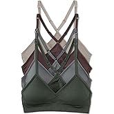 Kalon Women’s 4 Pack Racerback Sports Bralette Seamless Wireless Comfort Bra