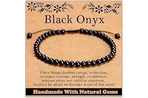 CHCCOYE 468Handmade Adjustable Natural Gemstone Crystal Bracelet Healing Power Energy Inspirational Gifts with Card for Unisex