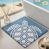DEXI Ocean Sea Turtle Bathroom Rug, Square Bath Mat 24x24, Cute Funny Animal Bath Rugs, Non Slip, Washable, Absorbent, Soft M