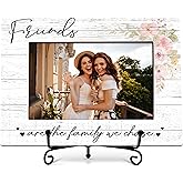 Friend Photo Frame Gifts, Long Distance Friendship Frames For Women, Friends Are The Family We Choose Wooden Picture Frame With Stand, Birthday Graduation Christmas Gifts For Sisters Friends -04