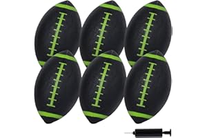 Shindel 6 Pack Inflatable Football, 8 Inches Rubber Footballs with Air Pump Bulk Kids Sports Footballs, for Fun Outdoor Toss Games, Football Party Favors, Black