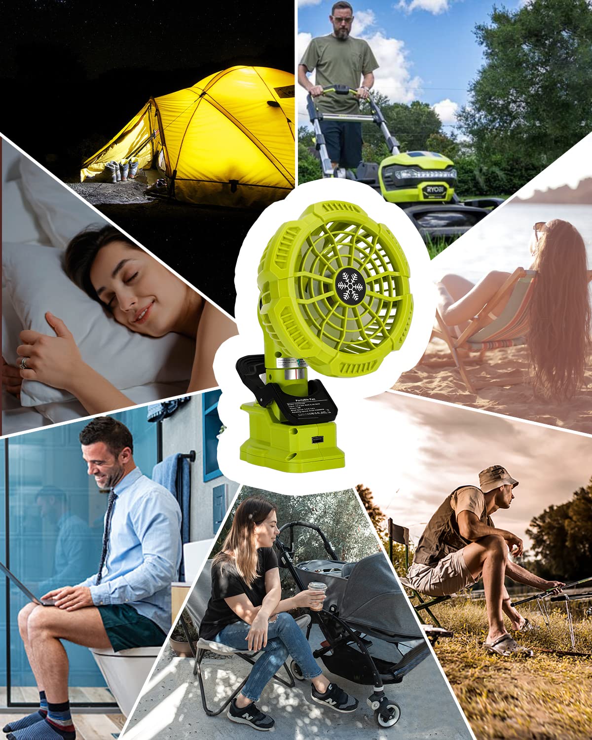 Taingwei Portable Clip on Fan for Ryobi 18v Battery,Battery Powered Stroller Fan with 3 Energy Efficient Speed Settings for Bedroom,Outdoor,Camping and Job Site(Battery not Included)