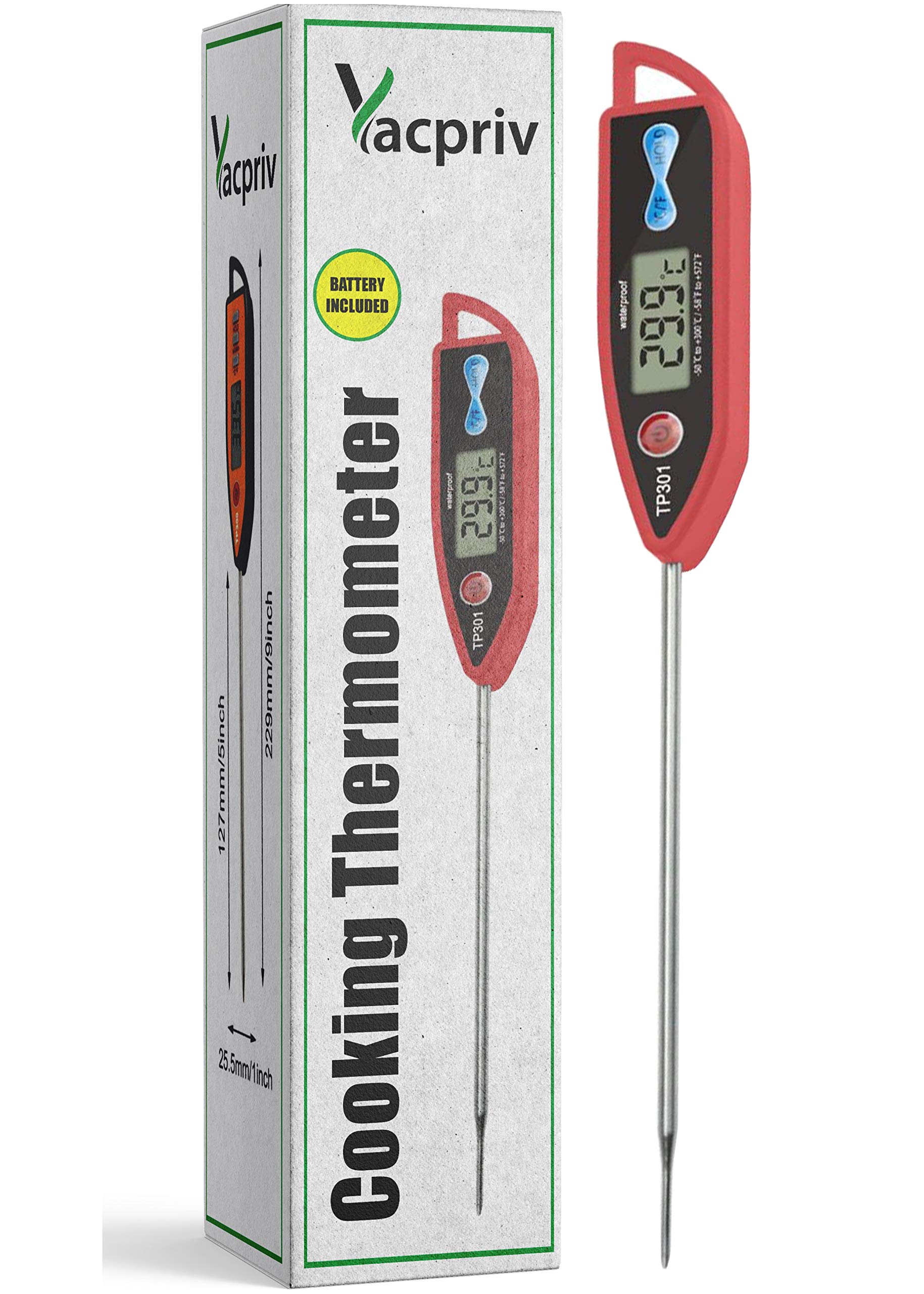 Cooking Thermometer with Instant Read Digital Display for All Meats,Fish,Chicken,Beef,Pork -Water Thermometer
