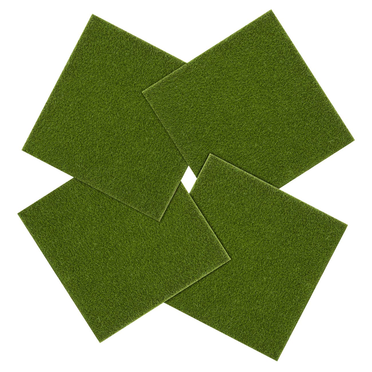 LIHAO 4 x Fake Moss Grass Artificial Lawn Mini for Garden Landscape Decoration DIY Dollhouse Mini Fairy Ornament, Green (15.5 x 15.5 cm)