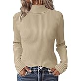 Zeagoo Women's Turtleneck Sweaters 2026 Fall Fitted Long Sleeve Pullover Sweater Ribbed Knit Basic Tops
