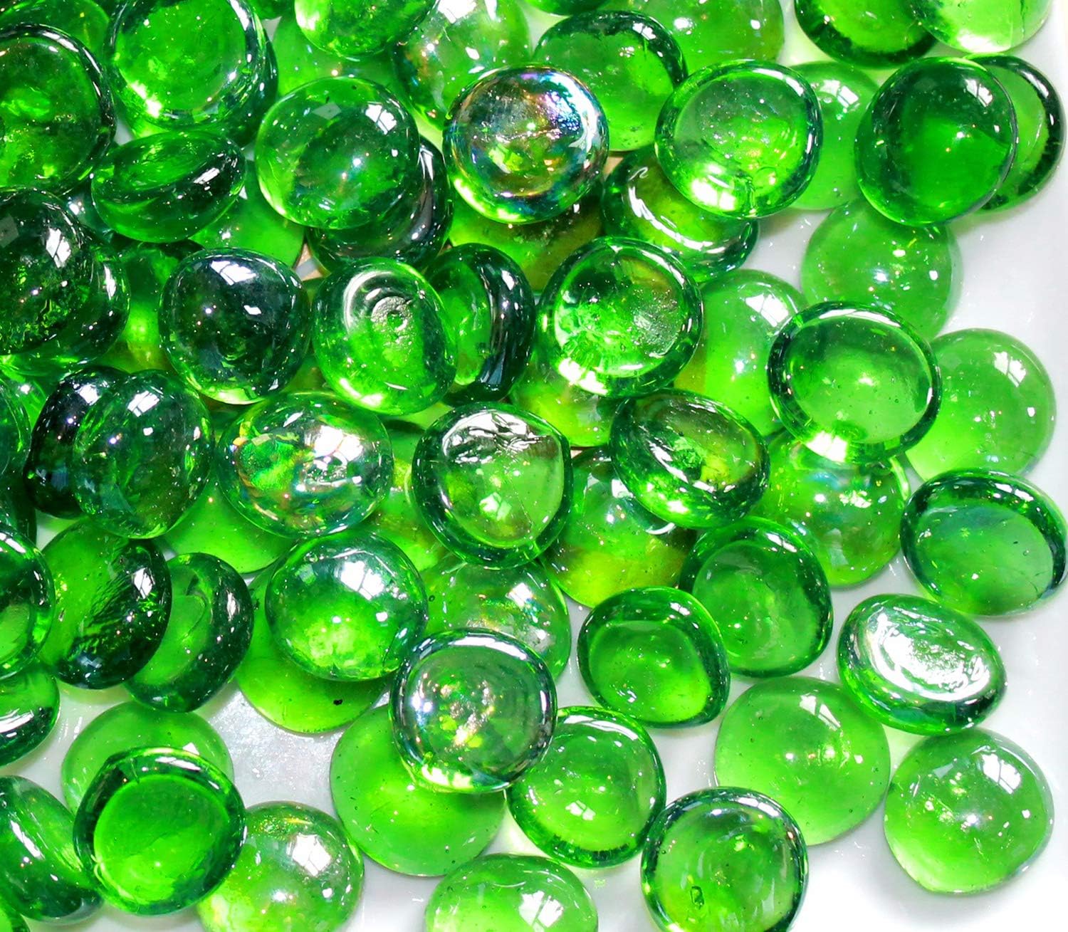 100 Approx. Green Round Decorative Glass Pebbles / Stones / Beads