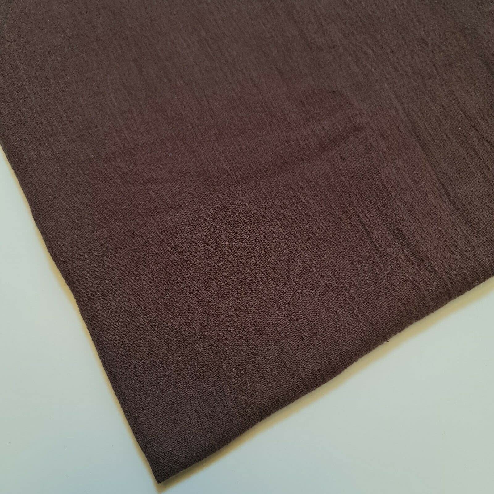 Plain Brown Double Gauze 100% Cotton Fabric Dress Lightweight Muslin 140cm (Pre Cut 1 Meter)
