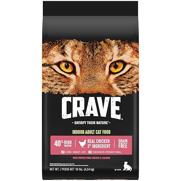 CRAVE GRAIN FREE INDOOR ADULT HIGH PROTEIN NATURAL DRY CAT FOOD WITH PROTEIN FROM CHICKEN & SALMON, 10 LB. BAG