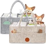 Maliton Nappy Caddy Khaki Grey 15.3x9.3x7 in 2 Packs Detachable Dividers view 9
