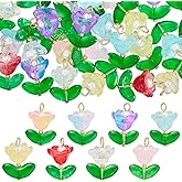 COGCHARGER Tulip Charms for Jewelry Making Charms Glass Beads Flower Pendants for Bracelet Necklace Earring Keychain