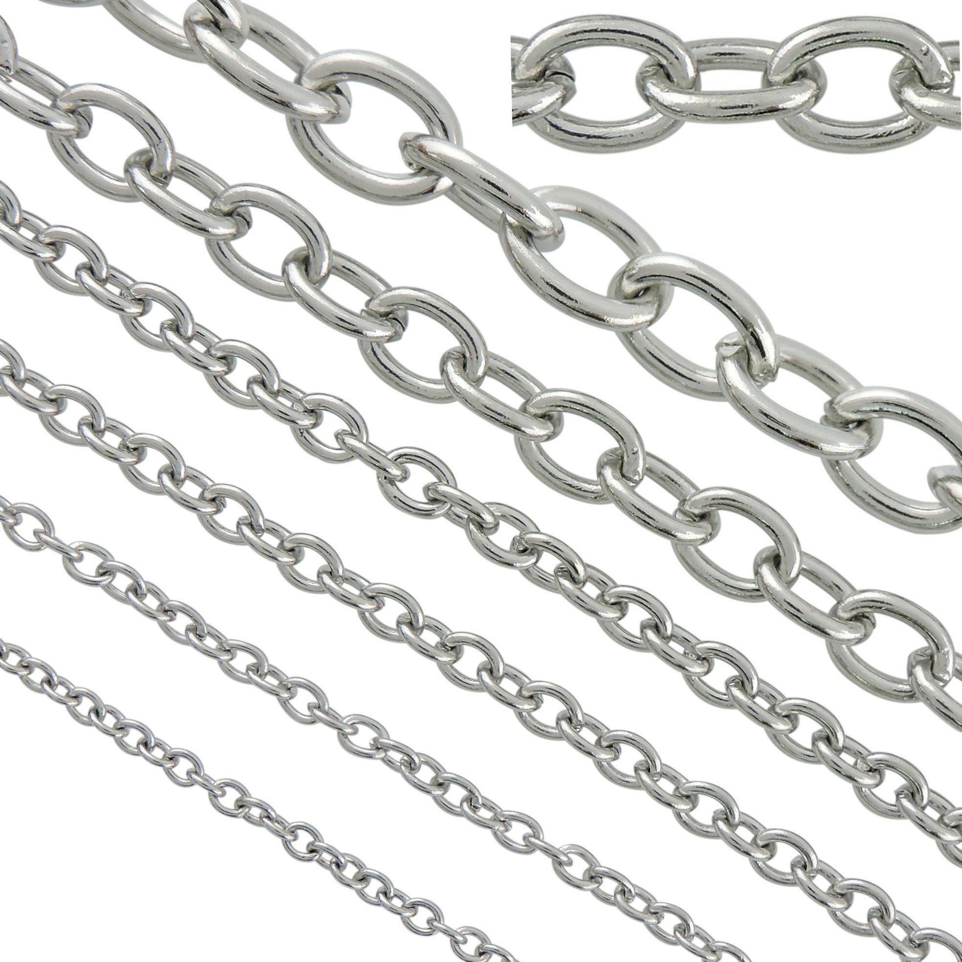 Photo 1 of 16.5ft 6mm Width Stainless Steel Rolo Cable Chains Findings Fit for Jewelry Making &DIY (SC-1027-E)