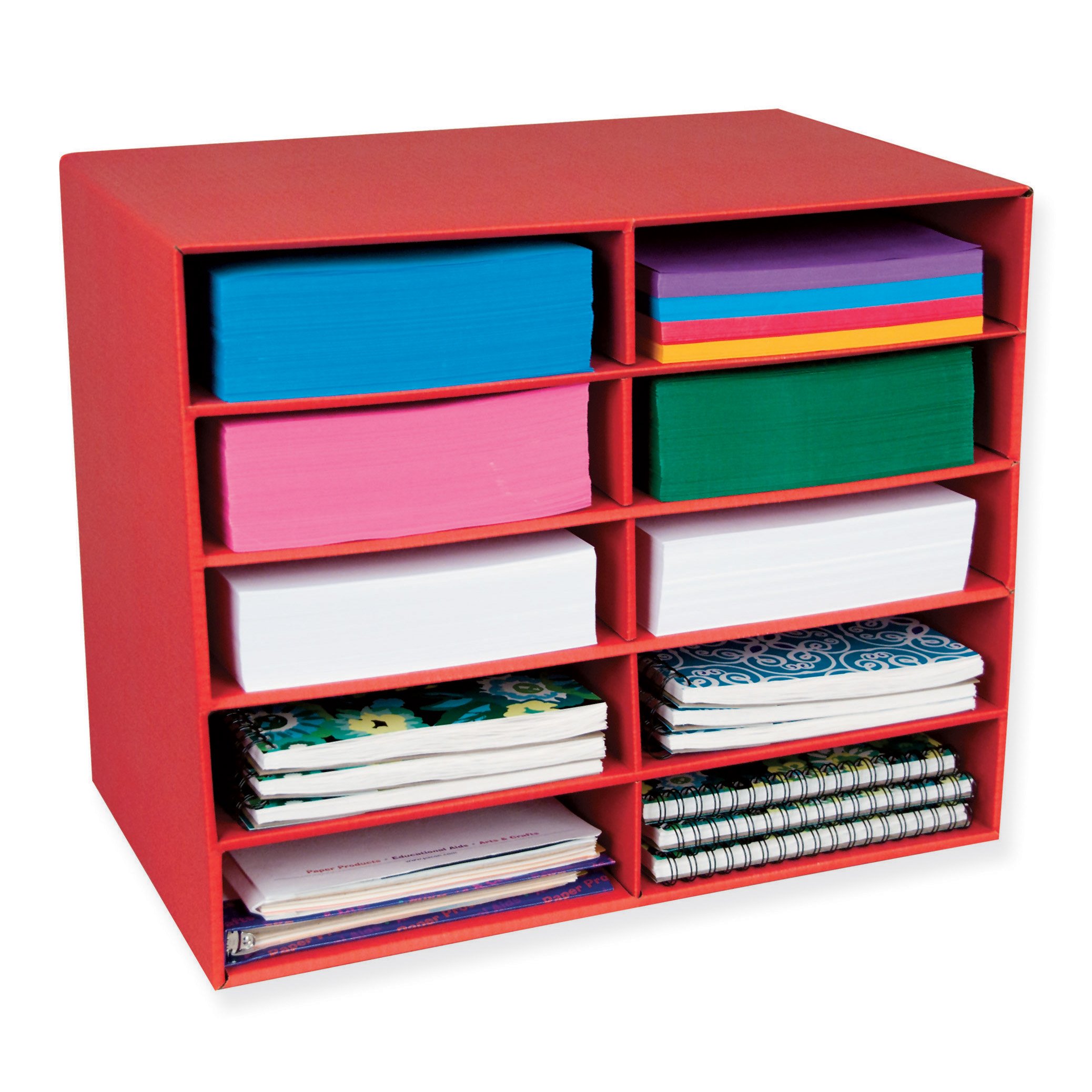 Classroom Keepers 10 Shelf Organizer Red Sturdy Corrugated construction